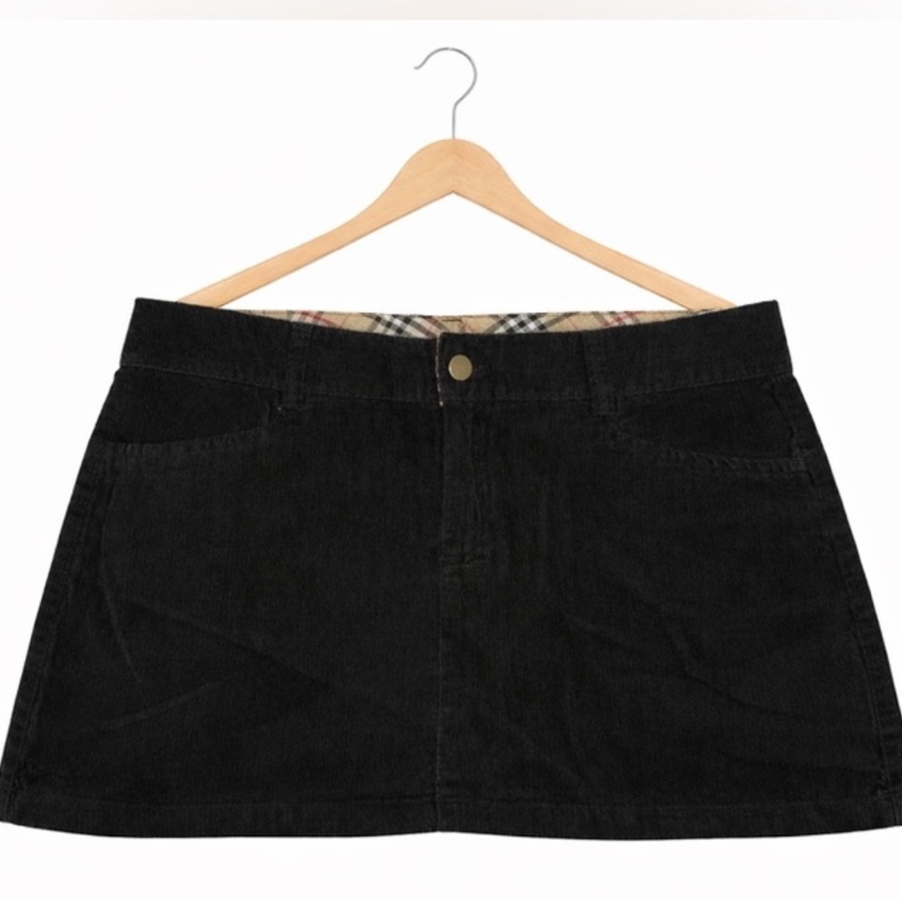 Copper Key Black Corduroy Mini Skirt Size 13 Plaid Lined Fall Preppy